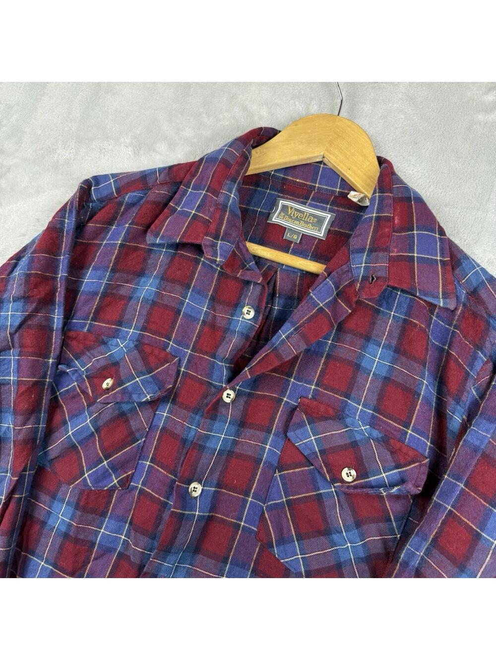Vintage Viyella Wool Blend Flannel Shirt Mens Large Made In Canada Plaid 80/90s